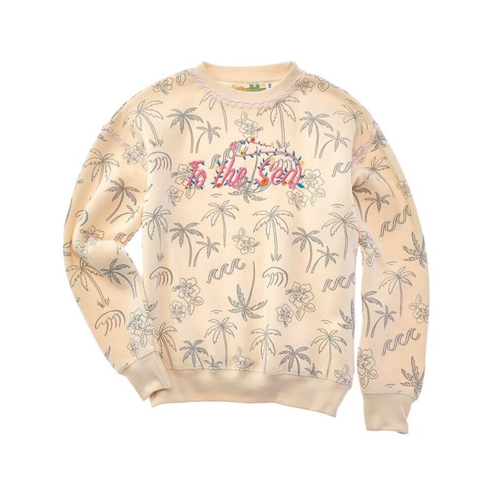 Vintage Havana Girls  To The Sea Oversized Crewneck Sweatshirt, Brown
